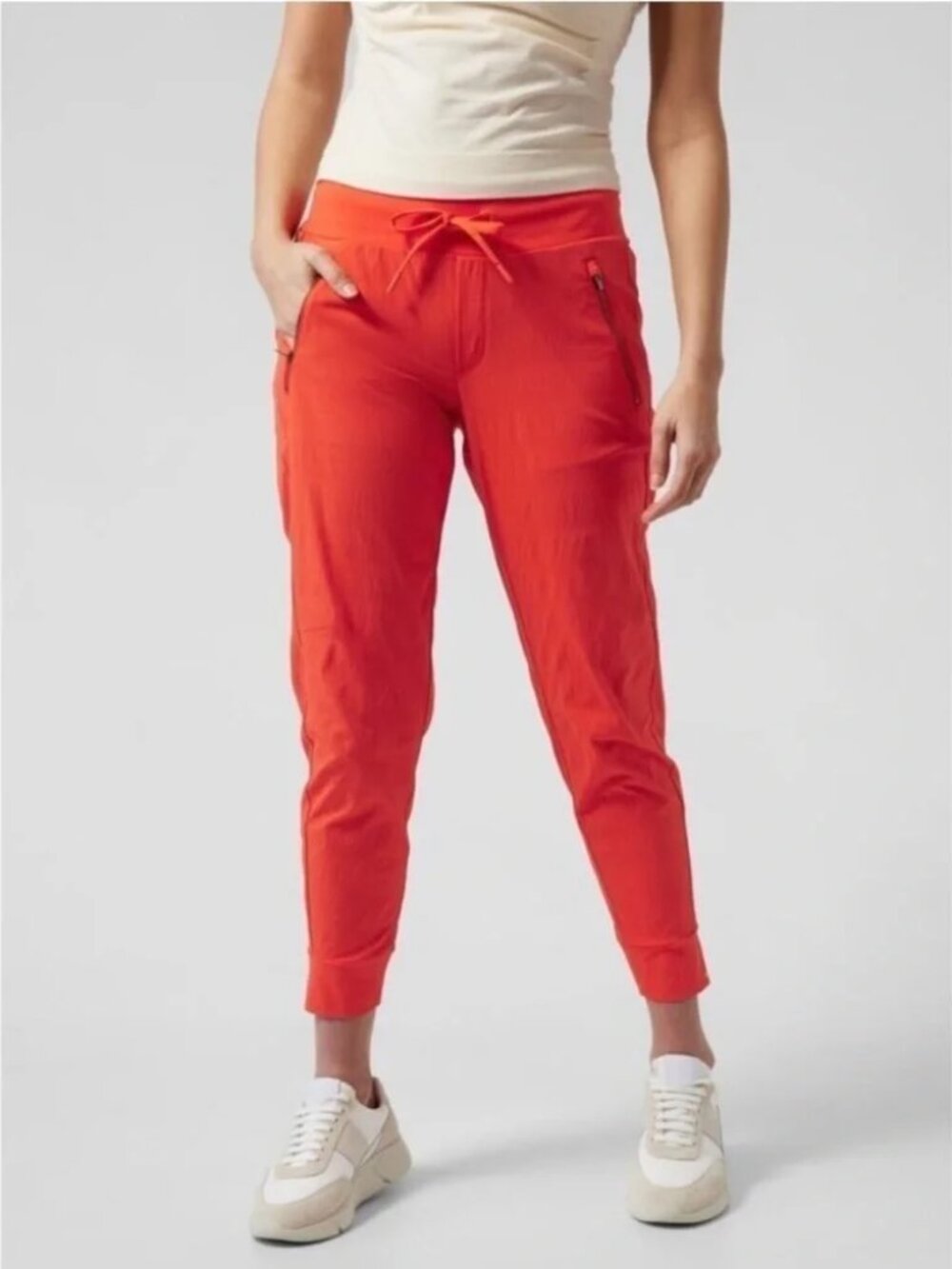 ATHLETA Trekkie Mid Rise Legacy Jogger Bright Orange size 10